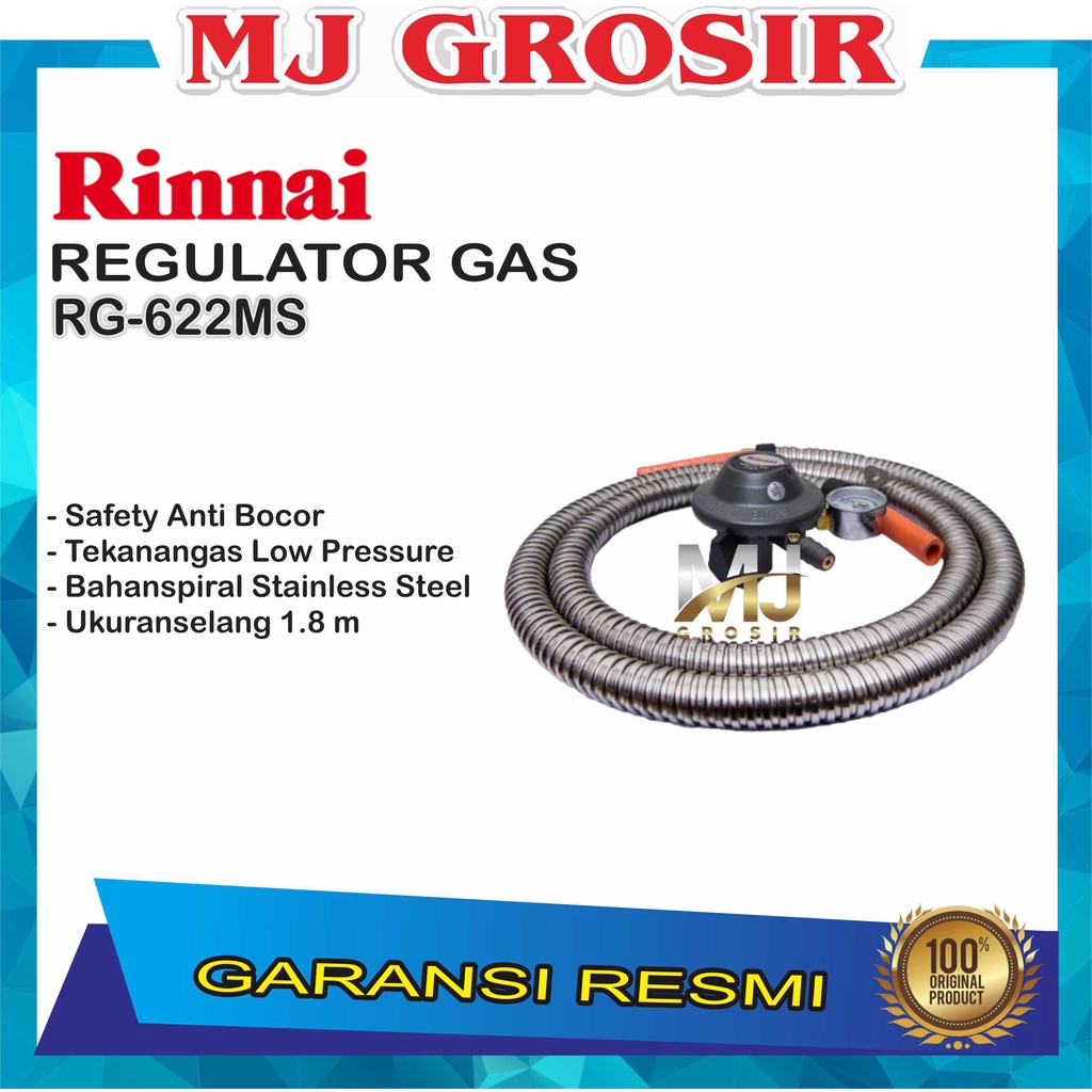 REGULATOR GAS RINNAI RG 622 MS SELANG SET RG-622MS