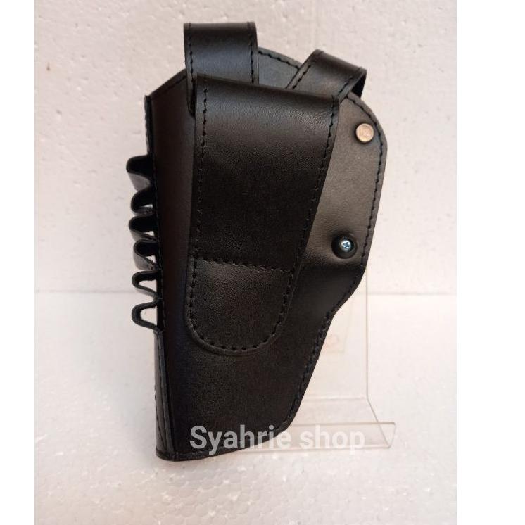 PRODUCT IMPOR Holster sarung pistol pinggang revolver kulit asli hitam Kualitas Import