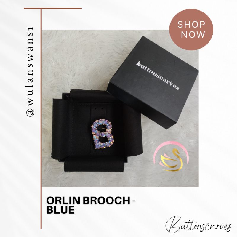 Orlin Brooch - Blue Bros Pin Buttonscarves Original No Preloved Ori