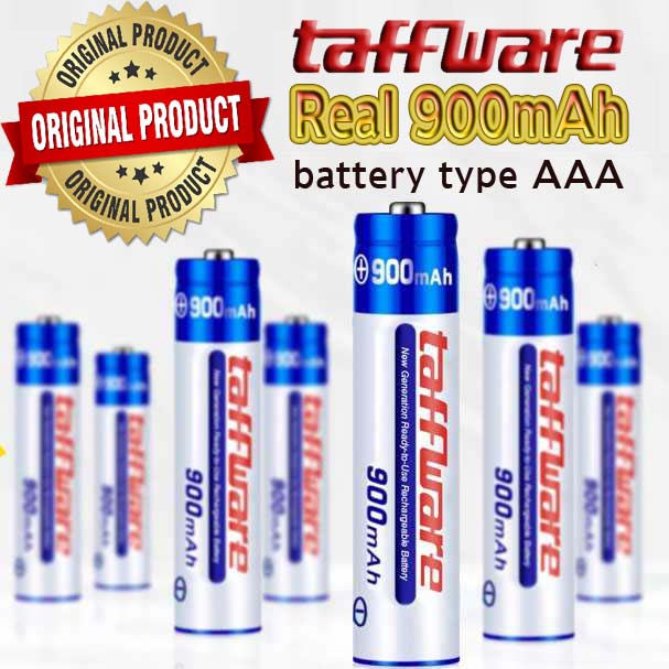 Taffware  Baterai AAA Rechargeable NiMH 900mAh 2 PCS Baterai Battery Batre Batere Batu A3 A 3 Batu baterai isi ulang recaharge cas ulang isi ulang strom ulang untuk remote TV baterei kecil 3a A3 batre batere