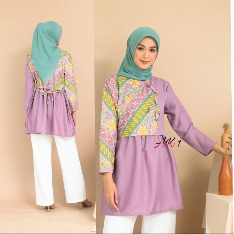 tey-17 Batik Wanita ASJ SA HRB026 Kenogo Kemeja Tosca Pendek-Model 12