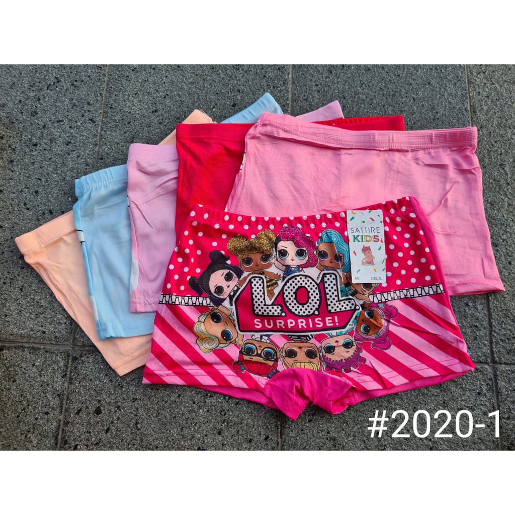 PROMO...!!!! 6 PCS CELANA BOXER ANAK PEREMPUAN MOTIF KARAKTER UNTUK USIA 3 TAHUN - 7 TAHUN