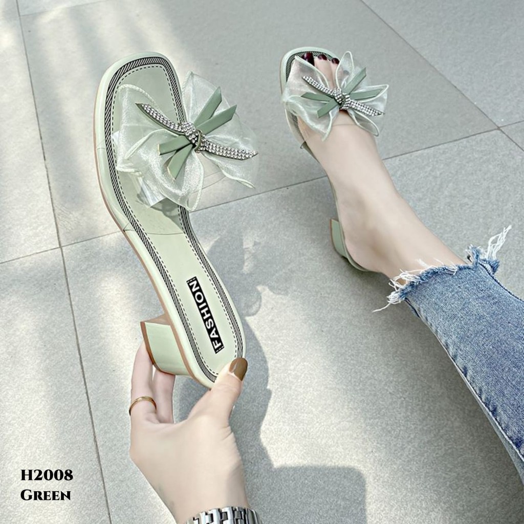 RESTOCK WYN HEELS PLATFORM RIBBON DIAMOND FASHION KOREA H2008