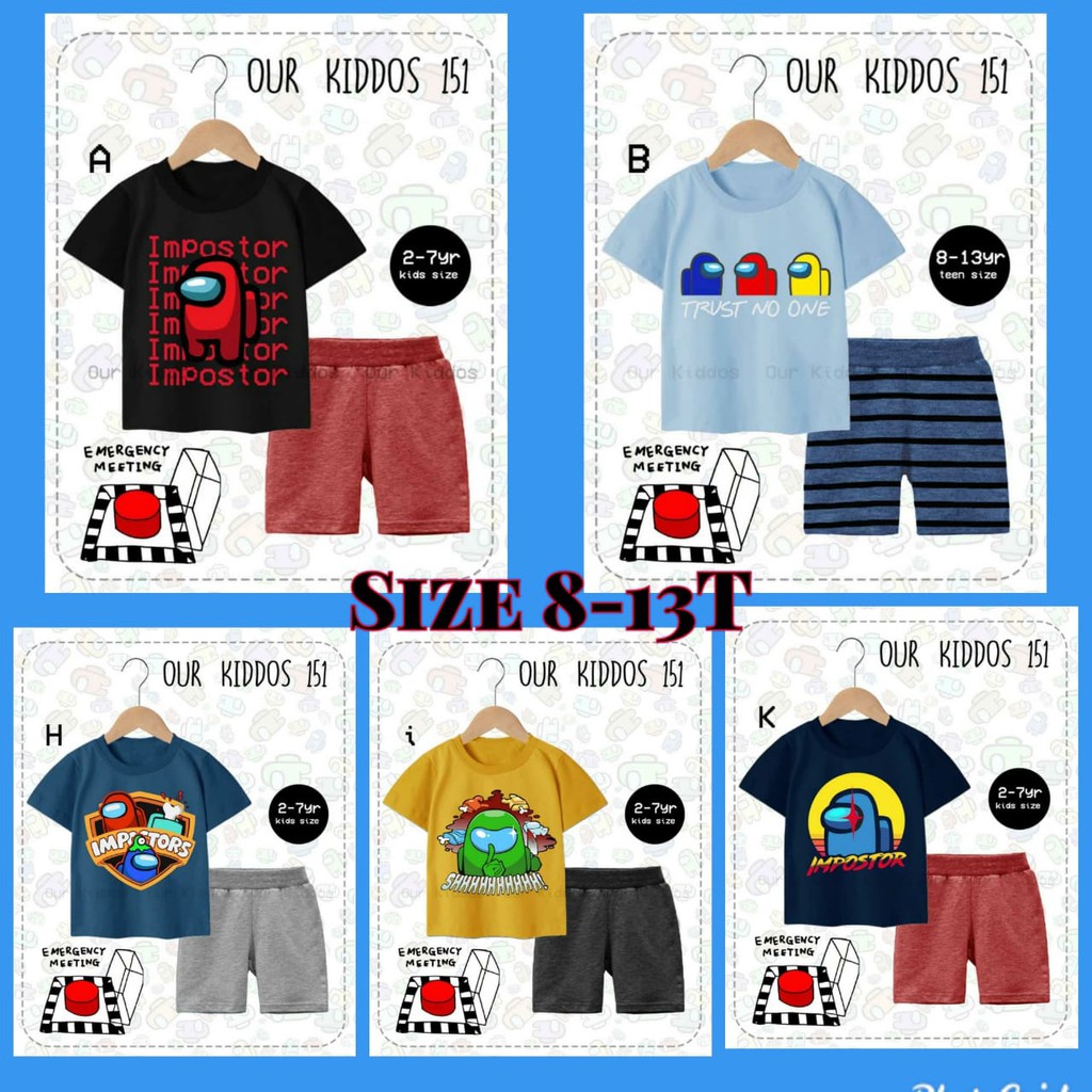 Setelan Pendek Import Anak Laki Among Us Game OK 151 Teen