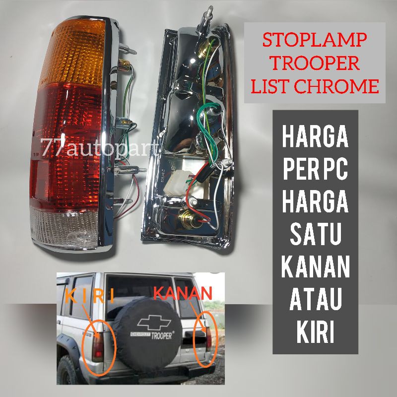 Lampu stop stoplamp chevrolet trooper list chrome