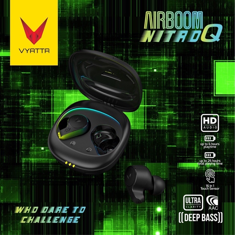 Vyatta Airboom Nitro Q TWS Bluetooth Headset / Earphone Gaming Mode 40ms, RGB Lightning, 14in1 Touch