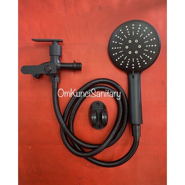 Set Hand Shower Black Kran Cabang Shower Mandi Kran Double HITAM MURAH Black Set Murah Kualitas