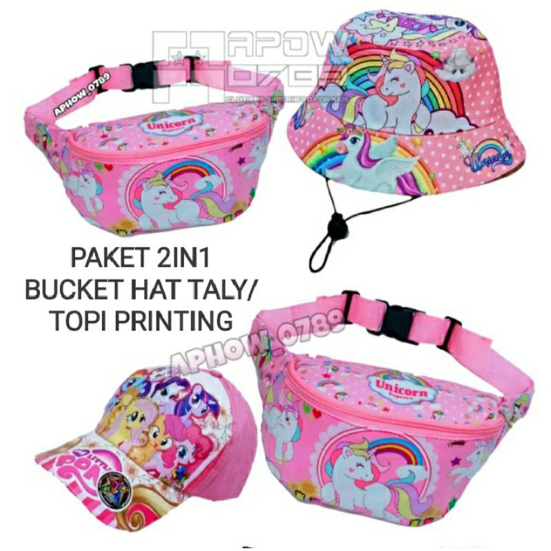 Tas SLempang 2in1 waistbag anak+bucket hat taly Terpopuler