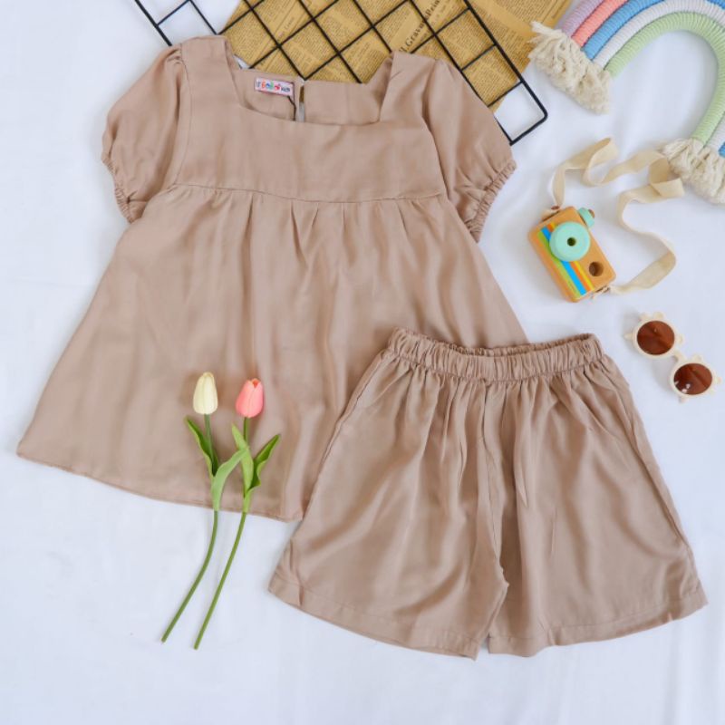 Set Setelan Pakaian Baju Celana Rayon Crinkle Premium Motif Anak Perempuan Cewek Bobokids Daisy Usia 1 2 3 4 5 6 7 Tahun