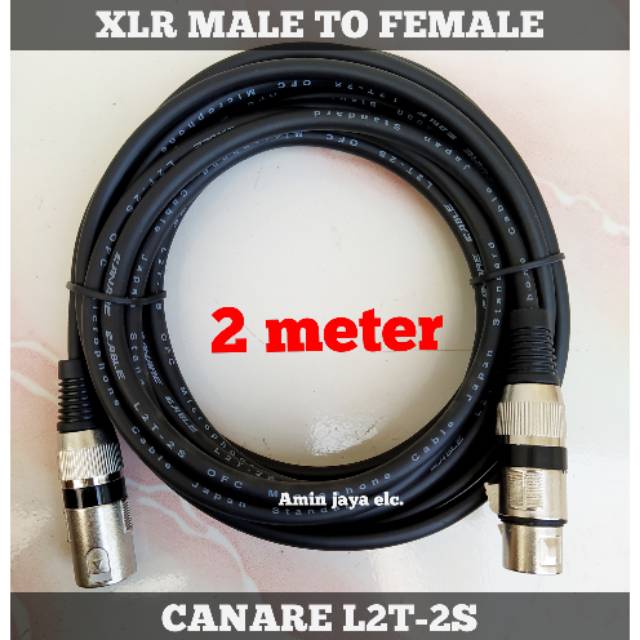 JACK XLR MALE TO FEMALE 2 METER