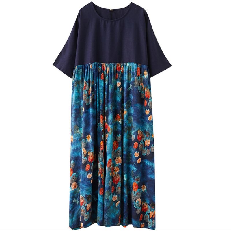 MDLV ~ 73005 Nevania Loose Dress Women Big Size Dress Import Dress Big size Dress Flower Dress Midi Dress Panjang Wanita Fashion import