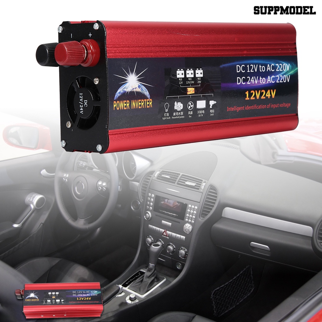 Adapter Converter Power Merah 6000W 12V / 24V Sensitivitas Tinggi Anti Karat Untuk Mobil