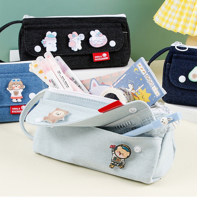 

Kawaii Pencil Case Big Korean Pencil Pouch Stationery For Girls Random Brooch Pen Case Trousse Scola