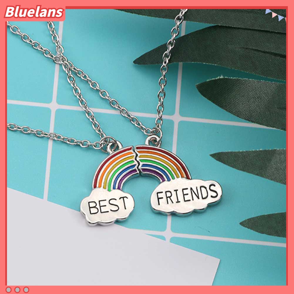 2pcs / Set Kalung Dengan Liontin Pelangi Untuk Wanita