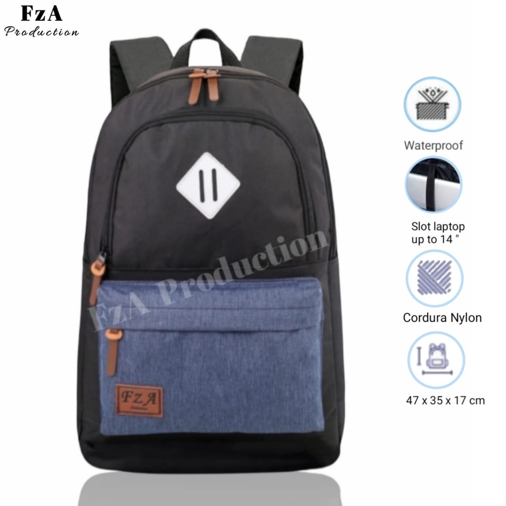 Tas Ransel Gendong Laptop Distro Sekolah Kuliah Pria Wanita Black Murah Original GRATIS Jam Tangan Dan Slempang