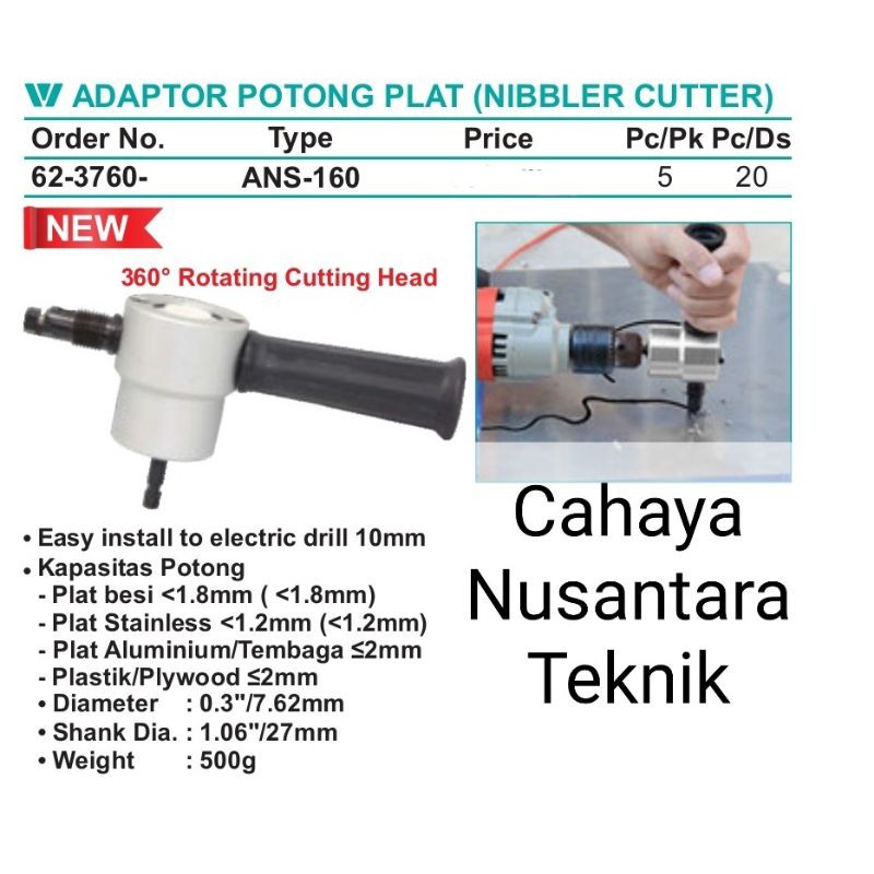 Adaptor Potong Plat Besi Nibbler Cutter Wipro