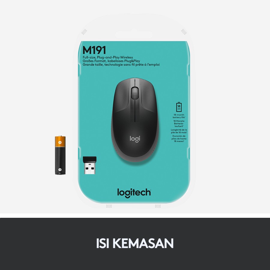 Logitech M190 Mouse Wireless Full Size - Garansi Resmi 1 Tahun