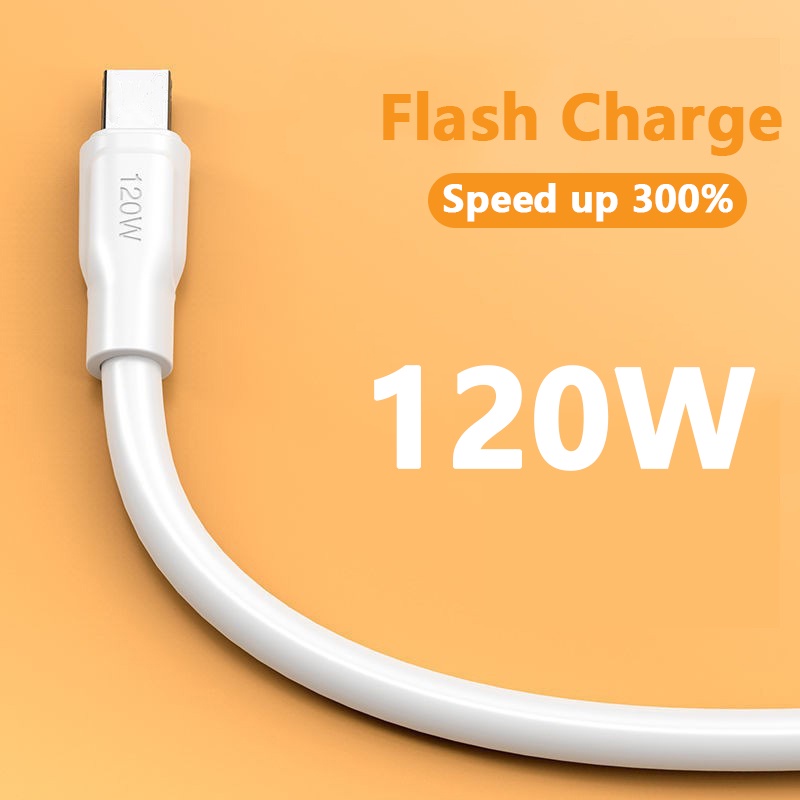 Vaorlo 6A 120W Kabel Charger USB Tipe C Tebal 6MM Panjang 1M 1.5M 2M Untuk Xiaomi Huawei