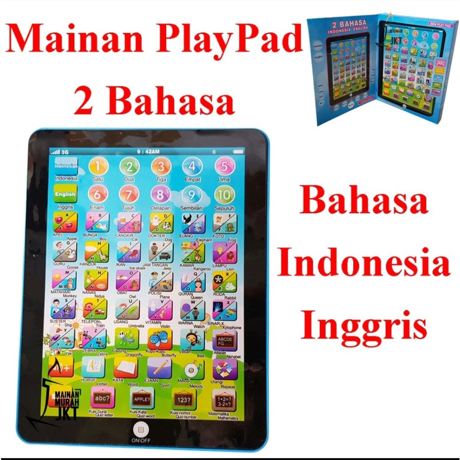 Mainan Mini Play Pad Edukatif 2 Bahasa Layar Sentuh