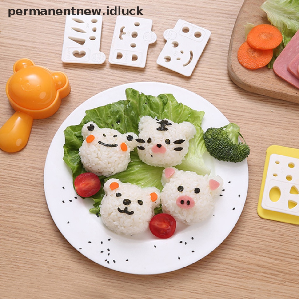 1 Set Cetakan Nasi Bento Sushi Nori Bentuk Beruang Kecil Untuk Dekorasi