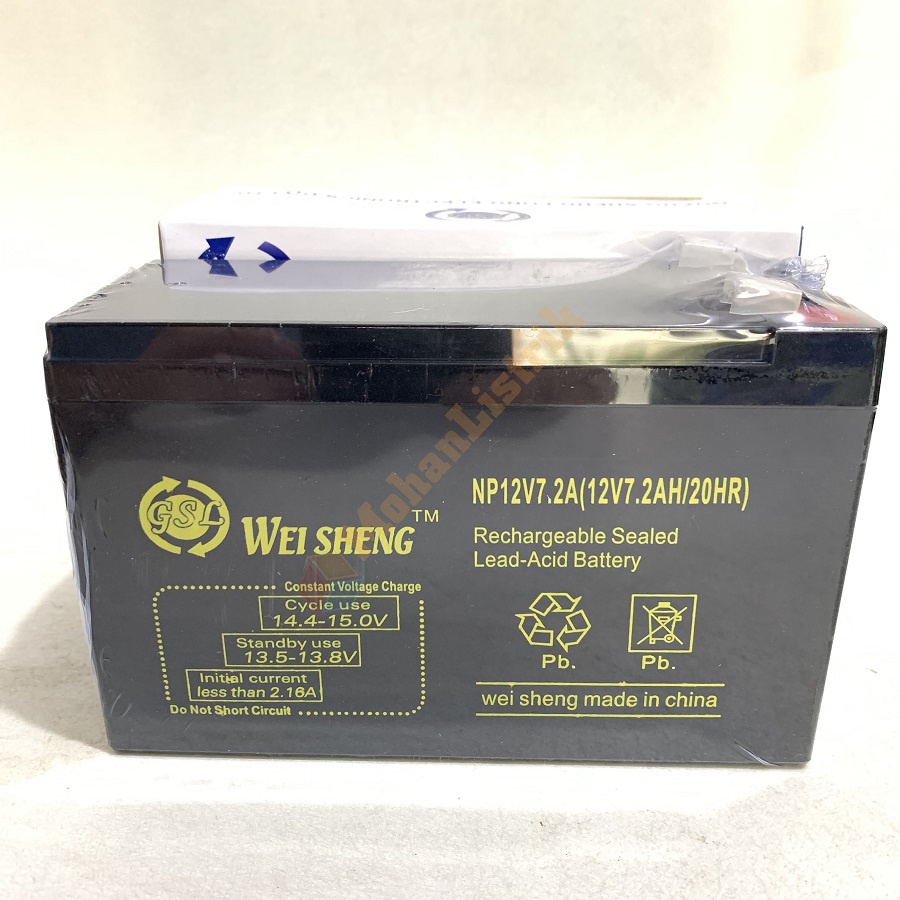 AKI KERING BATERAI UPS VRLA WEI SHENG 12V 7.2Ah BATTERY BATRE ACCU AKI