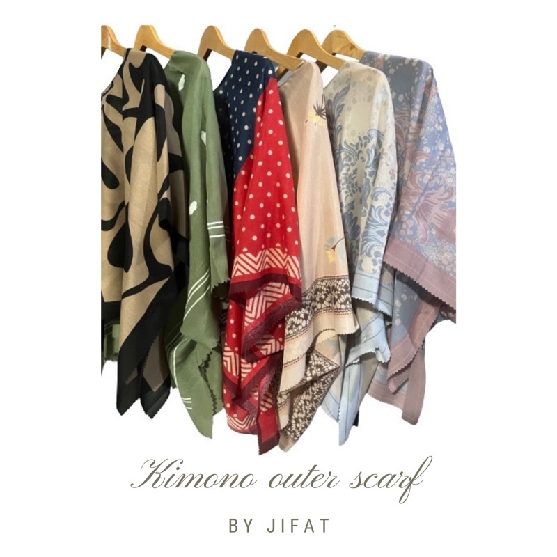 [ READY STOCK BANYAK MOTIF ] Jifat Kimono outer Scarf / outer Scarf Batwing