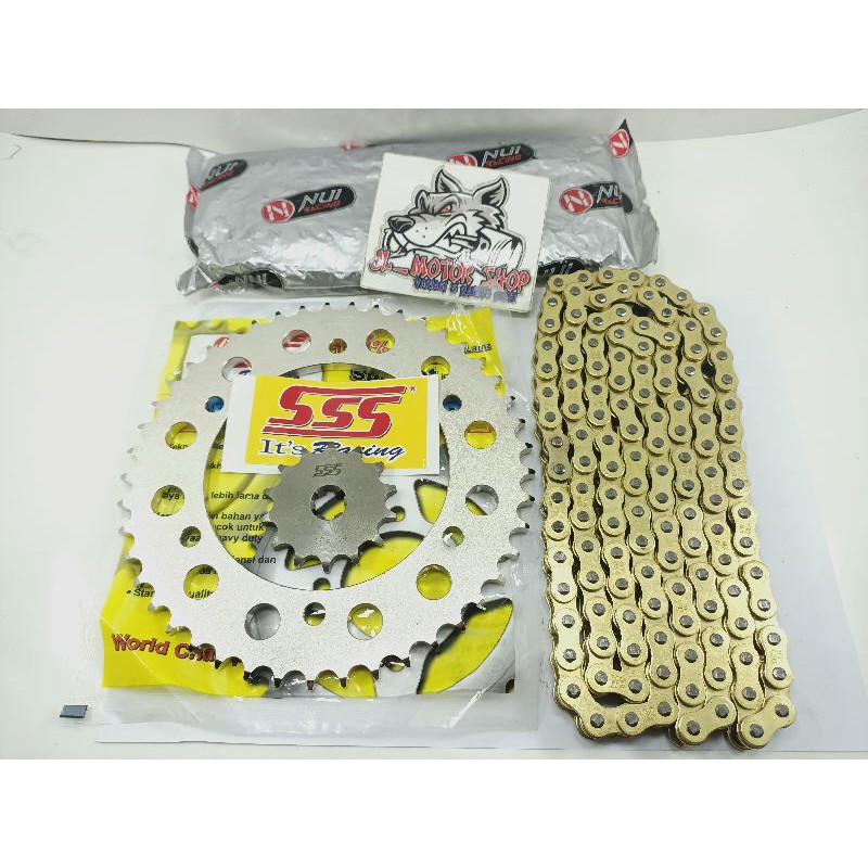 Gear set Gir Set SSS 428 415 Yamaha R15 VVA - R15 V3 -  XSR 155 Vixion R 155 MT15 MT 15 R15 V1 V2 XABRE VIXION NEW Rantai Gold