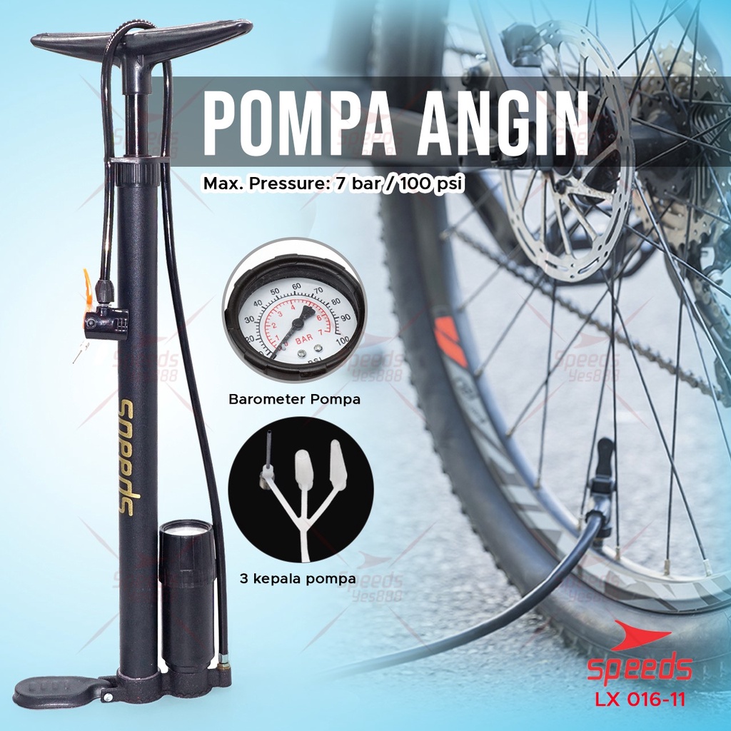 SPEEDS Pompa Angin Manual Stainless Untuk Ban Sepeda/Motor Pompa Ban 3 Kepala 016-11