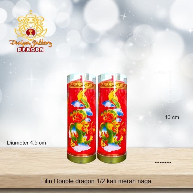 Lilin/Candle Puja Sembahyang Double Dragon 1/2 Kati Merah Naga