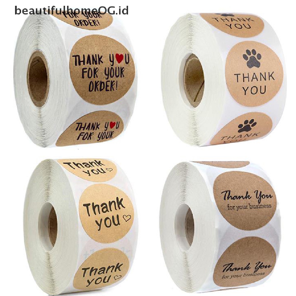 500 Pcs Stiker Label Segel Kemasan Tulisan Thank you for your order Handmade