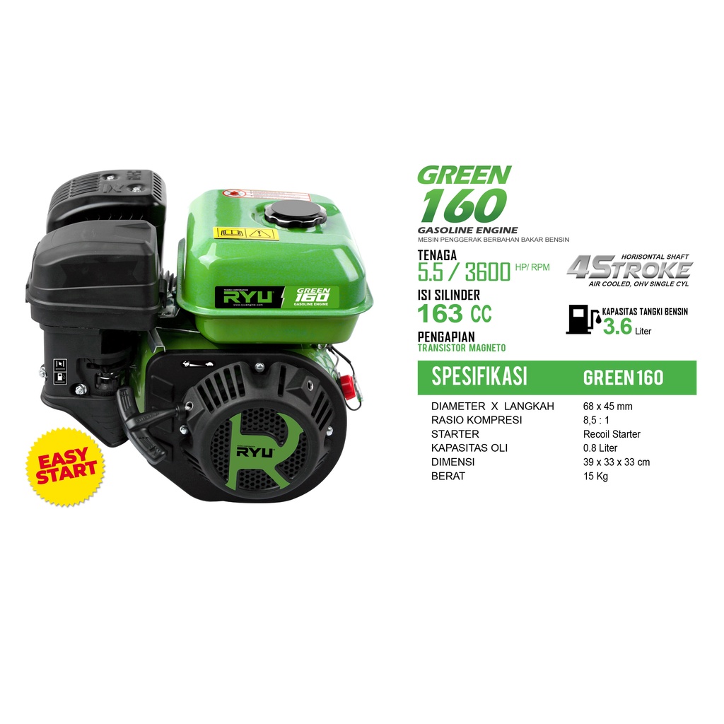 MESIN PENGGERAK/GASOLINE ENGINE GREEN160 - TEKIRO RYU