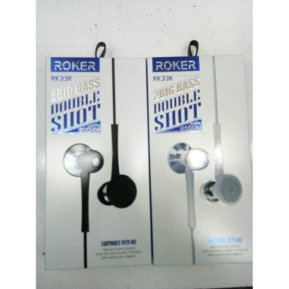 HANDSFREE ROKER RK33K 2 BIG BASS DOUBLE SHOT HEADSET EARPHONE RK33K