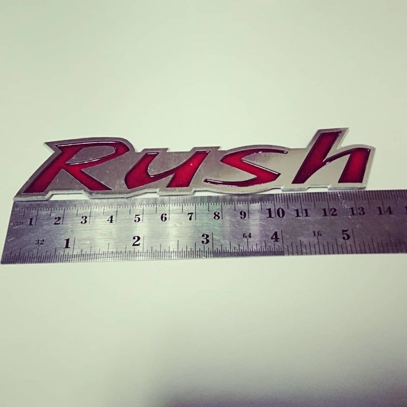 emblem stiker STICKER mobil toyota LOGO RUSH / ALL NEW RUSH plat keras merah + PLATINUM SILVER