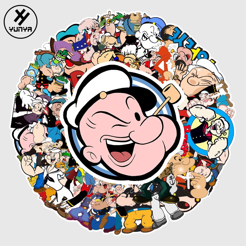Zhang animasi kartun Popeye stiker bagasi kulkas laptop mobil stiker