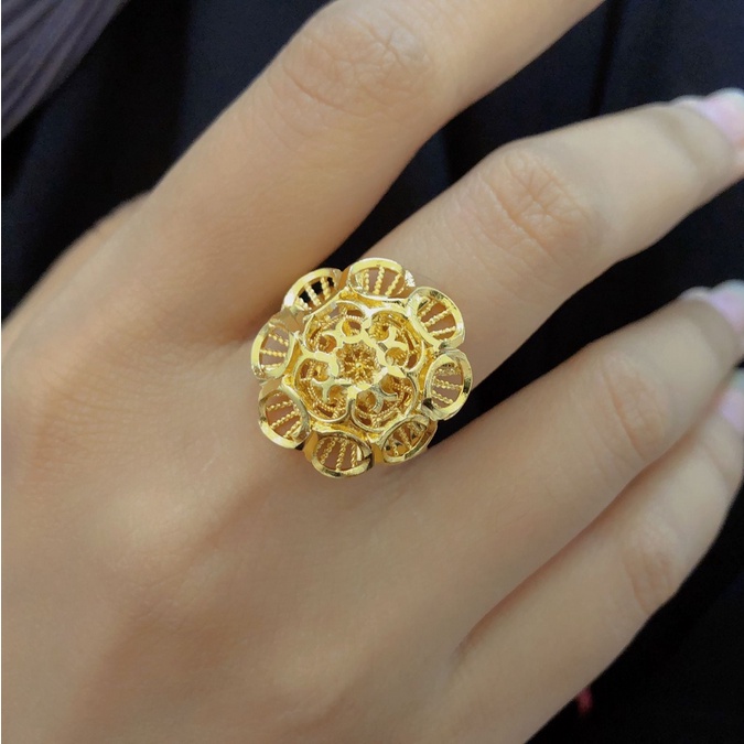 Cincin Bunga Kendari Cincin Dubai Titanium Lapis 24Karat Gold Model 4