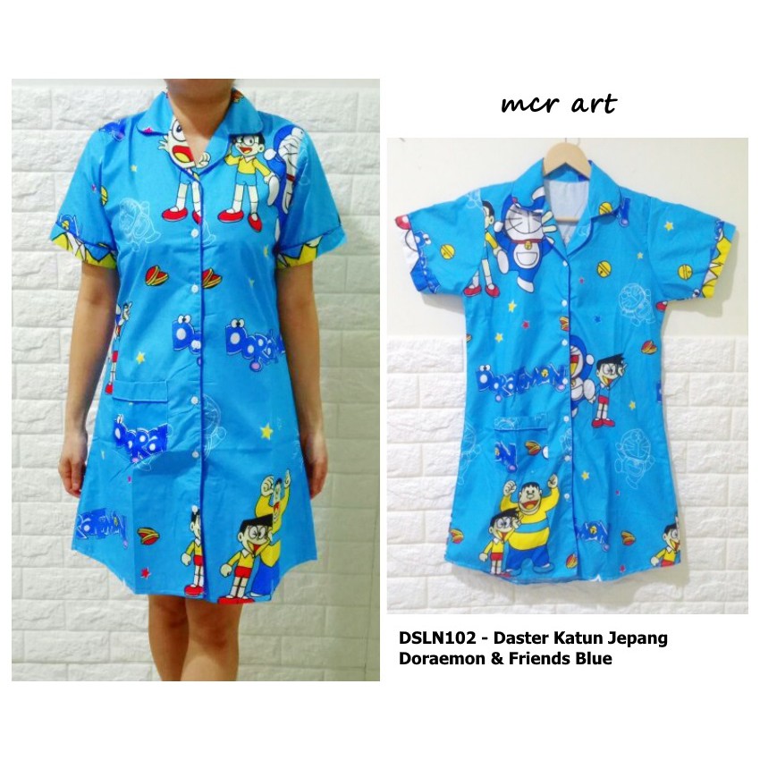 DSLN102 - Daster Katun Jepang Doraemon &amp; Friends Blue