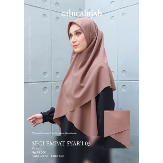 HIJAB SEGIEMPAT POLOS SYARI 130 x 130 ETHICA HIJAB