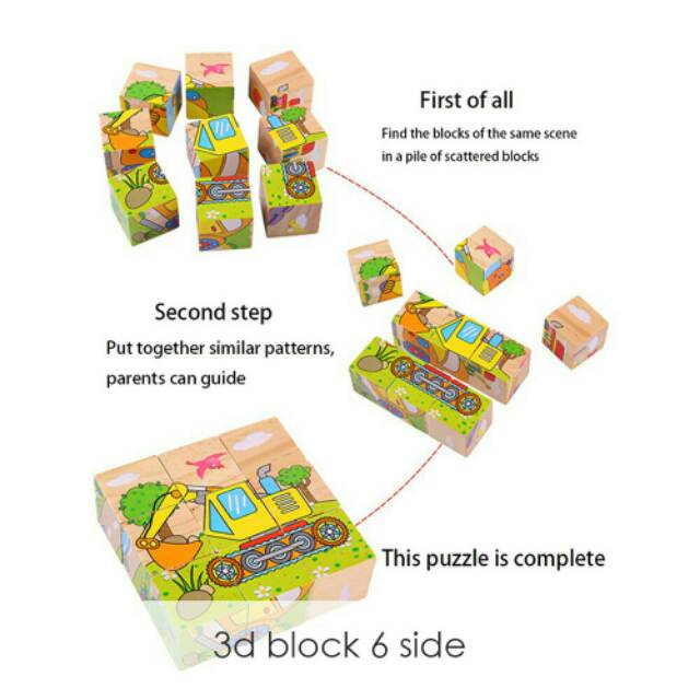 PUZZLE BALOK KAYU 3D - 3D BLOCK SIDE