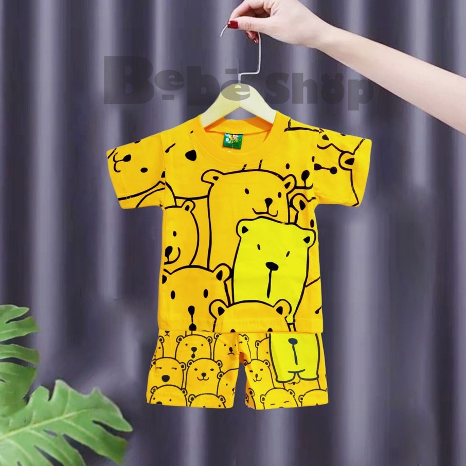 Setelan Baju Anak Karakter doodle Bahan Katun Usia 0 Sampai 10 Tahun