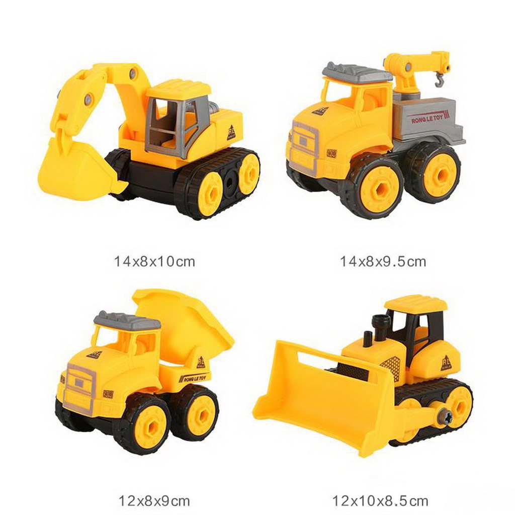 4pcs DIY Mobil Konstruksi Traktor Buldozer Beko Mainan 4pcs DIY Mobil Konstruksi Traktor Buldozer Beko Mainan