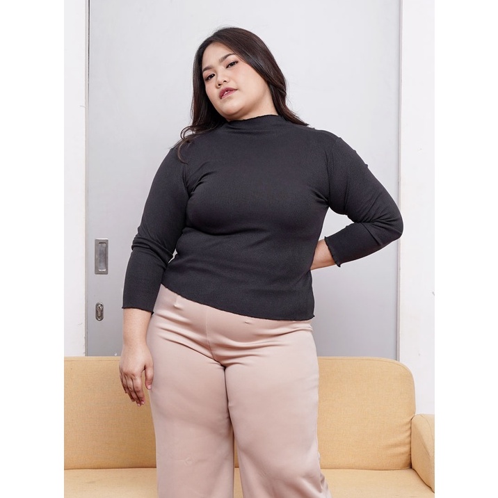 KNIT LONGSLEEVE TOP BESAR (XL-XXL) - Atasan Wanita Turtleneck Lengan Panjang Ukuran Jumbo | Big Size
