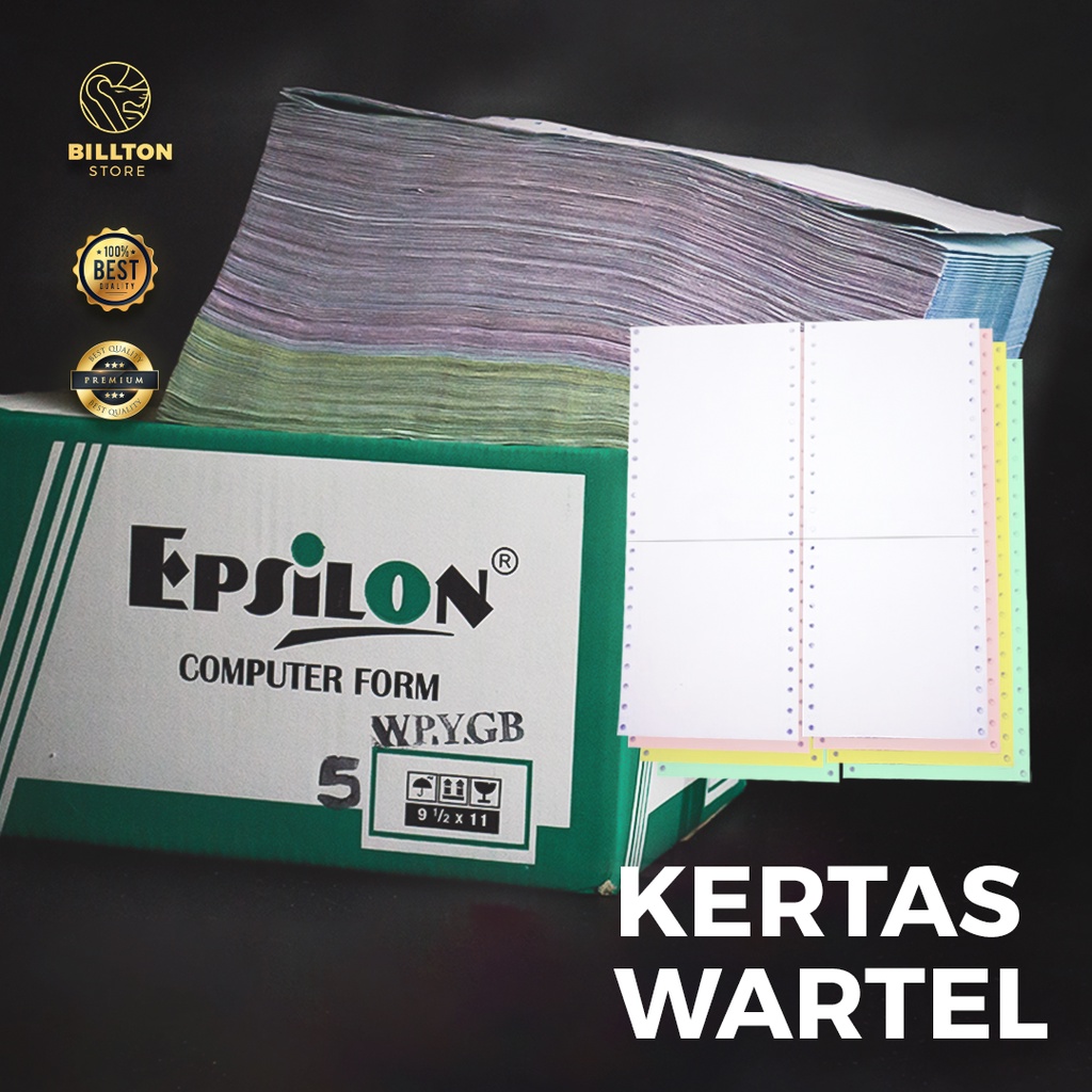 

Continuous Form Ukr 9,5"/2 x 11"/2 ( Wartel 12 x 14 cm ) 1 - 4 PLY HVS/ NCR/ Kertas Komputer