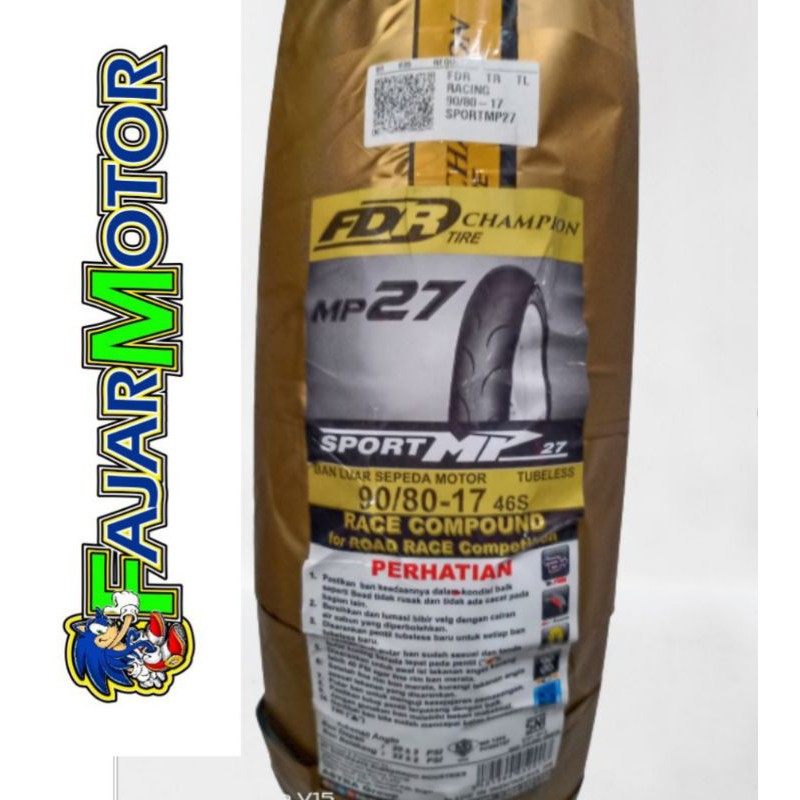 BAN LUAR FDR MP 27 90 80 RING 17 TUBELESS RACING COMPOUND