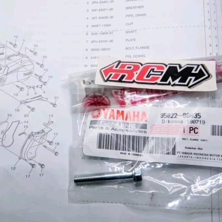 95022-06035 BOLT BAUT DI BAK CVT MIO 125 M3 Z DI KATALOG NO 10 ORI ORIGINAL YAMAHA YGP ASLI