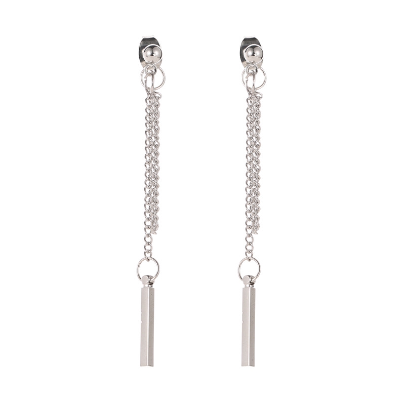 Anting Mode Rumbai Panjang Anting-Anting Wanita Anting Rantai Sederhana Temperamen Korea-white K