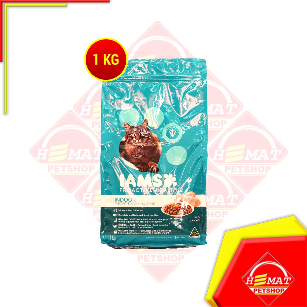 IAMS Indoor Makanan Kucing Rumahan Dewasa Ayam Chicken 1 KG No Whiskas