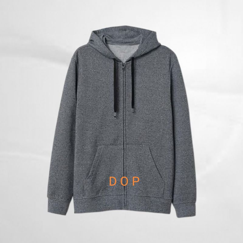 Zipper Jaket Hoodie Polos H&amp;M Premium Oversize Tebal Dark Grey / Misty Grey untuk Pria dan Wanita