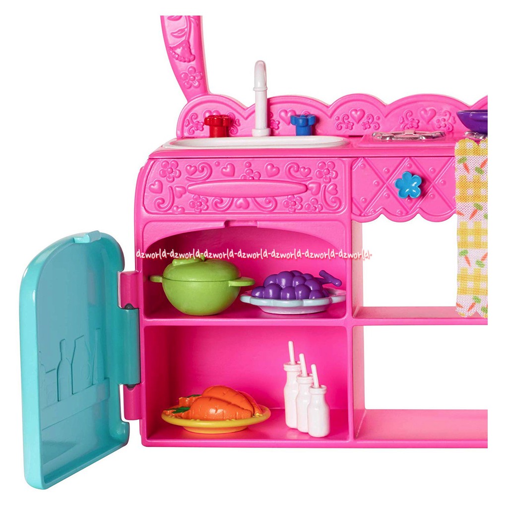 Enchantimals Kitchen Fun Cocina Diverida Mainan Boneka Encantimel  dengan playset dapur