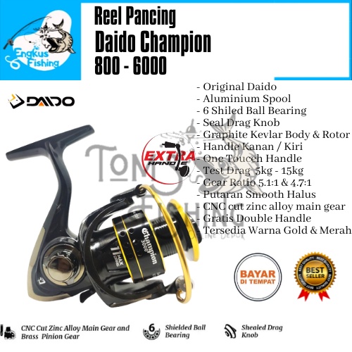 Reel Pancing Daido Champion 800 - 1000 (6 Seal Bearing) Double Handle Murah - Engkus Fishing