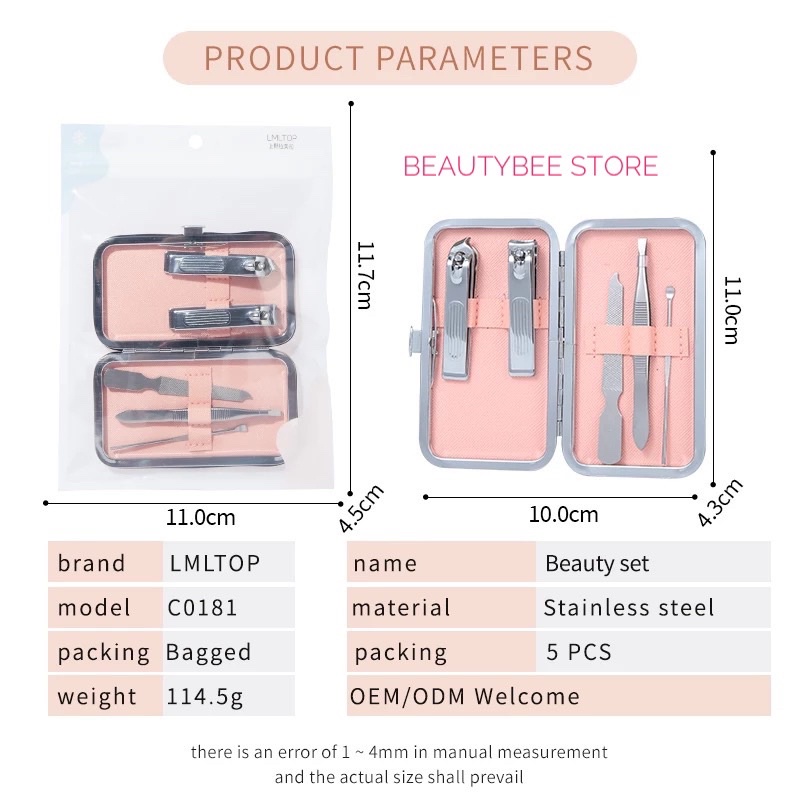 MENIPEDI SET / MENICURE SET / BEAUTY SET / GUNTING KUKU ISI 5 STAINLESS STEEL C0181